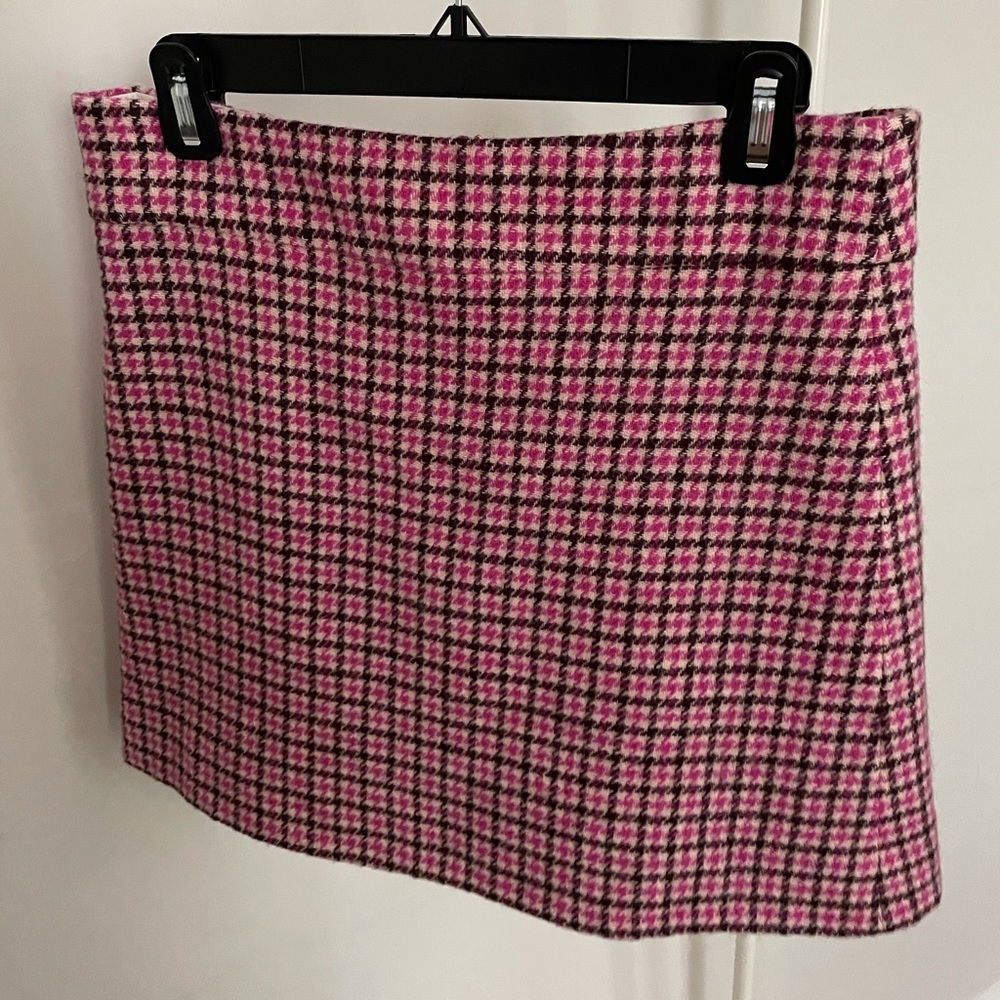 JCrew pink houndstooth mini skirt